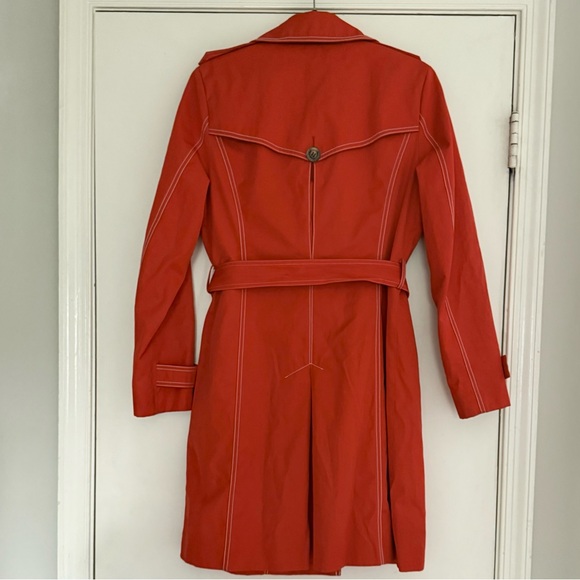 Michael Kors Bold Scarlet Double-Breasted Weather Resistant Trench with Belt - Picture 4 of 14